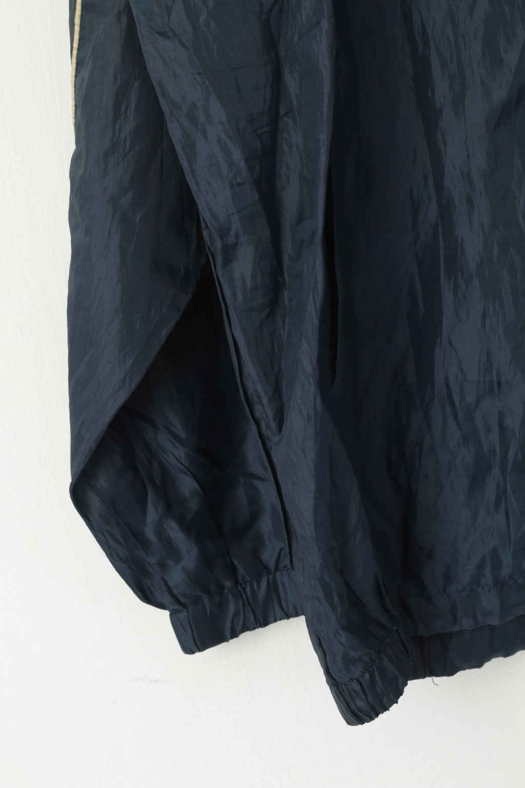 Originals Giacca da uomo L Blu scuro Vintage Nylon Impermeabile Cappuccio nascosto Cerniera completa Top antipioggia