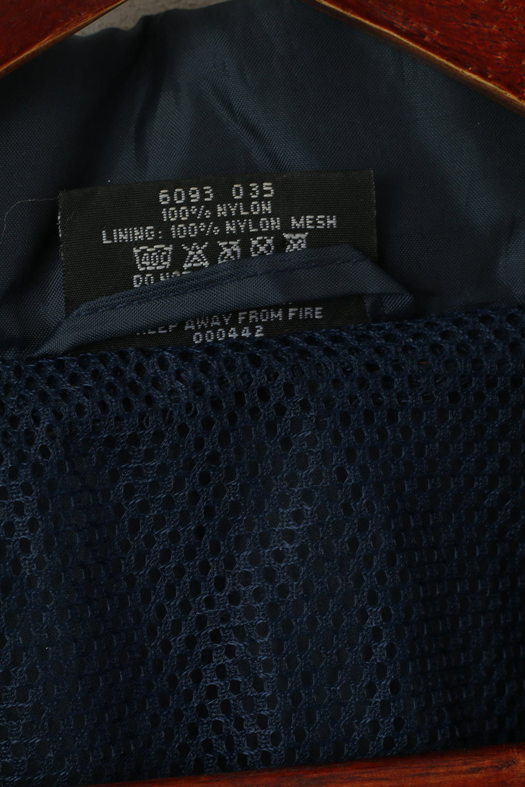 Originals Giacca da uomo L Blu scuro Vintage Nylon Impermeabile Cappuccio nascosto Cerniera completa Top antipioggia