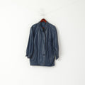 Marcos Femme M Veste Marine Cuir Vintage Italie Double Boutonnage Rétro Haut