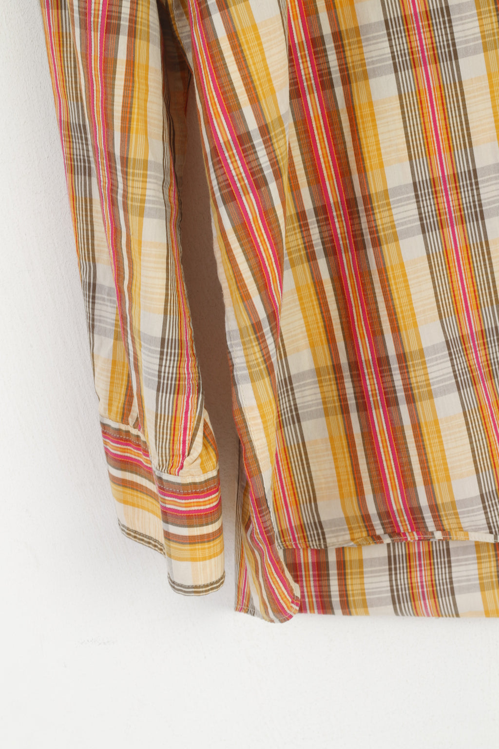 Camicia casual da uomo Camel Active L. Top a maniche lunghe da esterno a quadri in cotone arancione