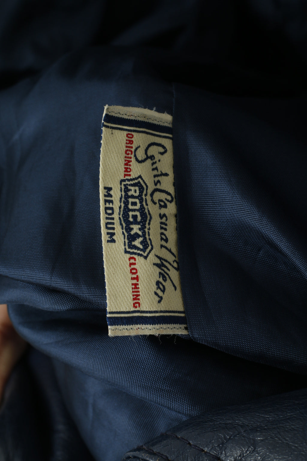 Giacca Marcos da donna M in pelle blu scuro vintage Italia top retrò doppio petto