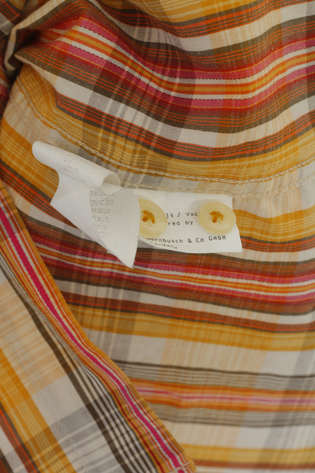 Camicia casual da uomo Camel Active L. Top a maniche lunghe da esterno a quadri in cotone arancione