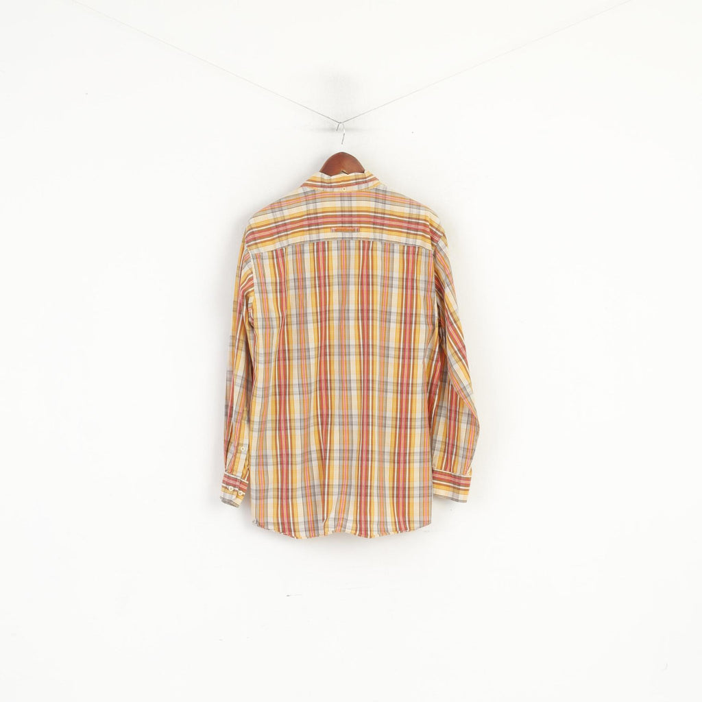 Camicia casual da uomo Camel Active L. Top a maniche lunghe da esterno a quadri in cotone arancione