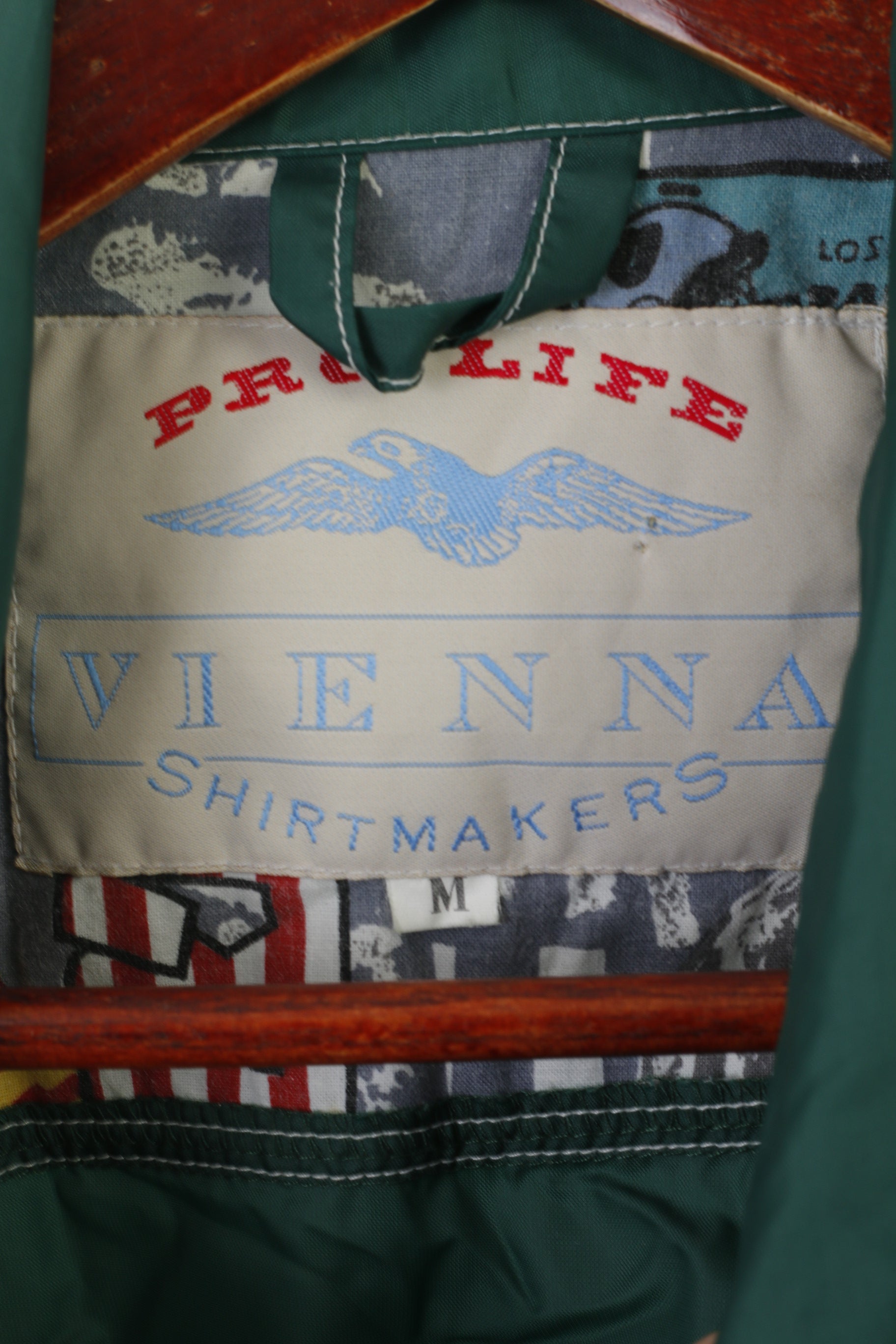 Pro Life Vienna Giacca da uomo M in nylon verde impermeabile vintage da baseball Diamond Star Top