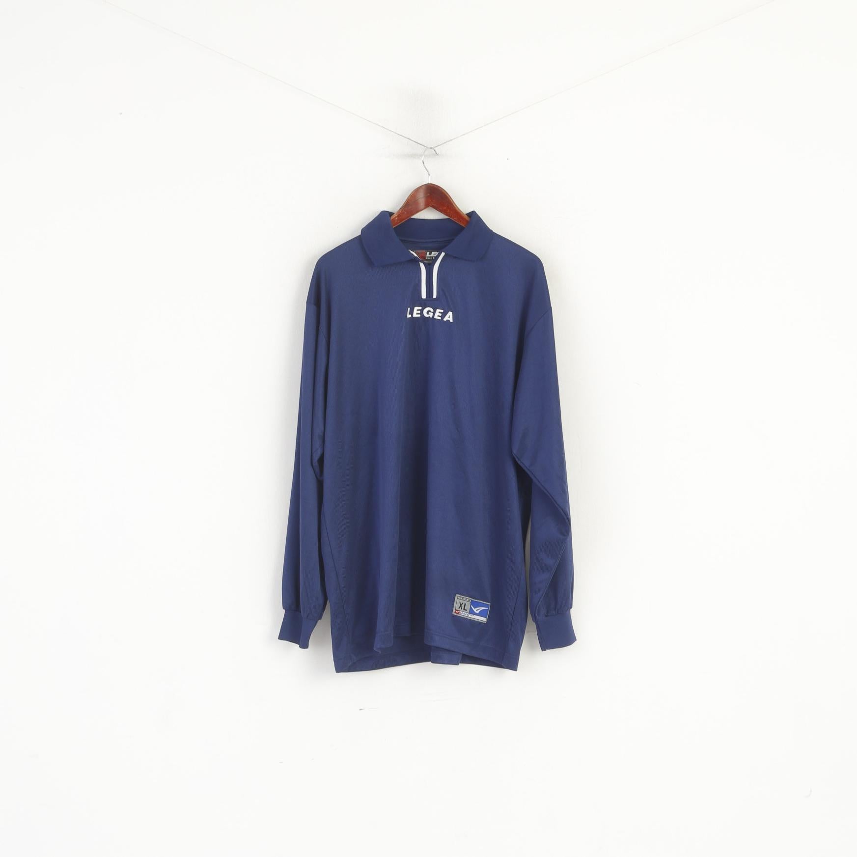 Polo Legea da uomo XL Navy Vintage Technical Sportswear Manica lunga Keep Running Top