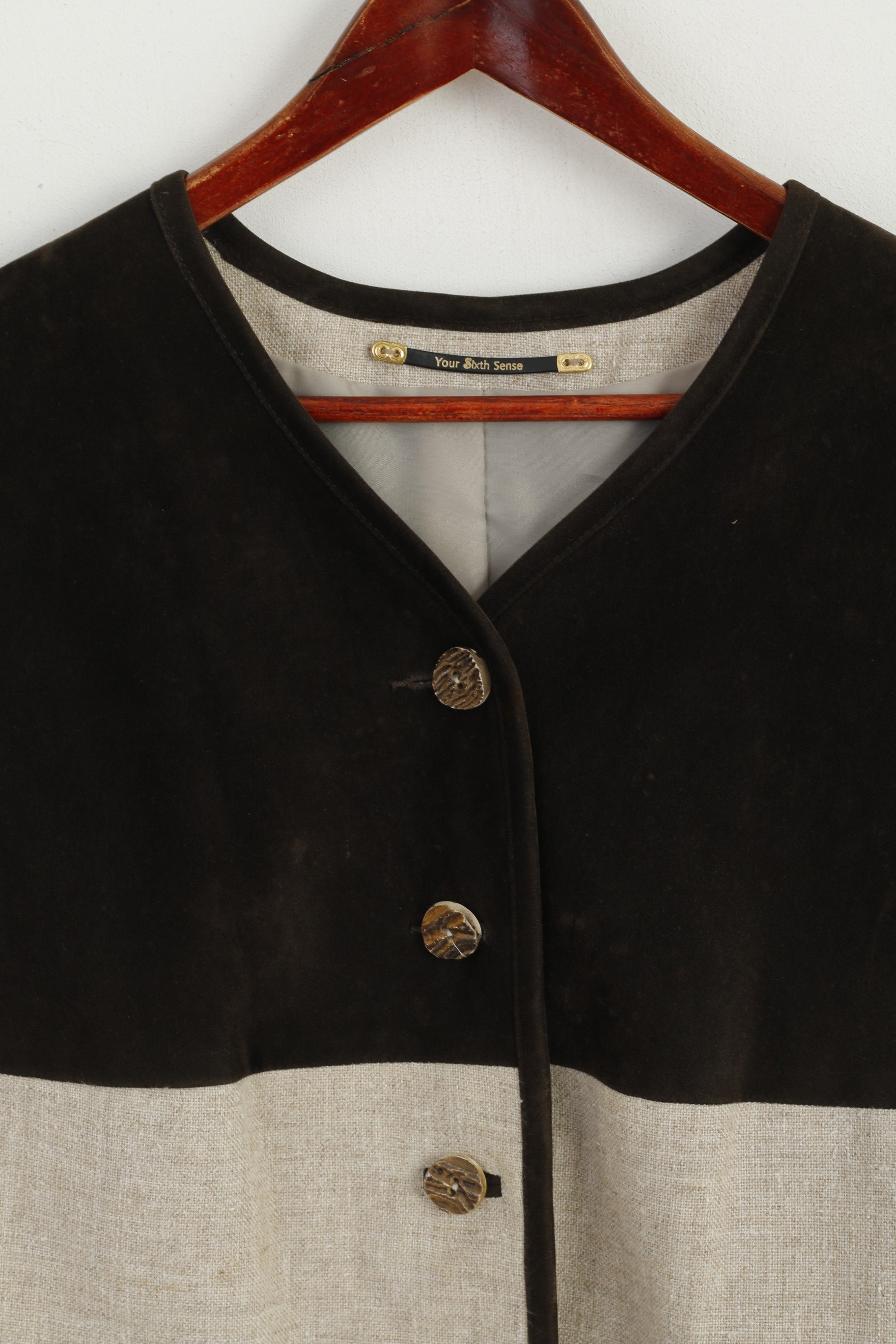 C&A Your Sixth Sense Women 22 48 Waistcoat Brown Linen Tyrol Trachten Vest