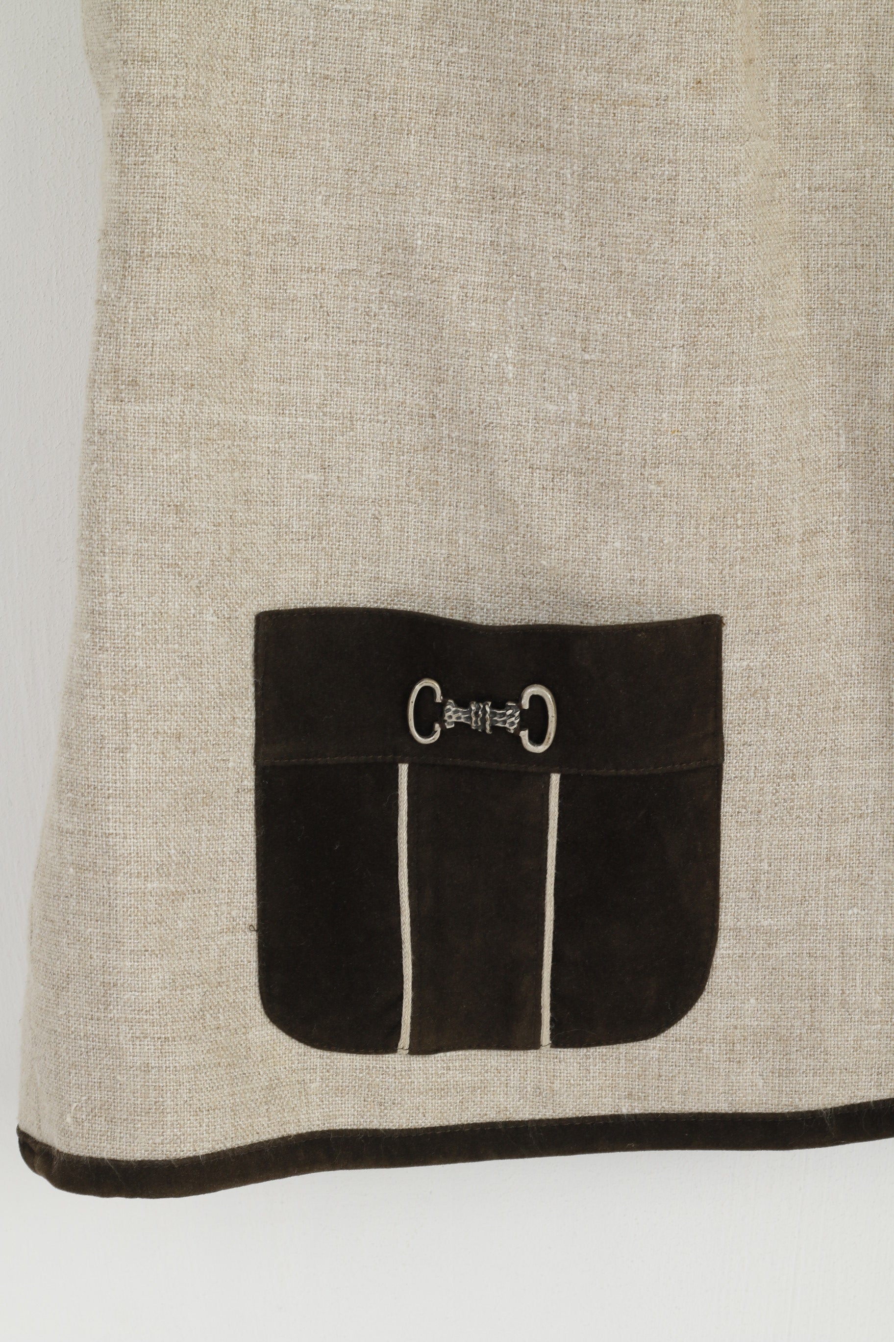 C&A Your Sixth Sense Women 22 48 Waistcoat Brown Linen Tyrol Trachten Vest