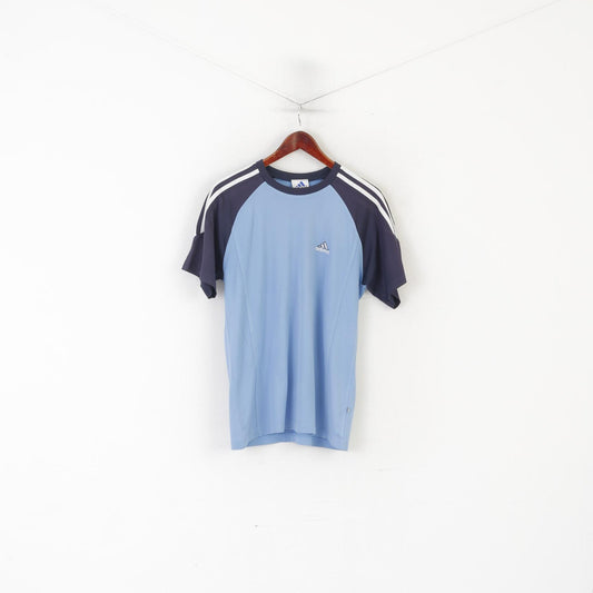 Adidas Youth 16 Age 176 Shirt Blue Climalite Sportswear Vintage Training Top