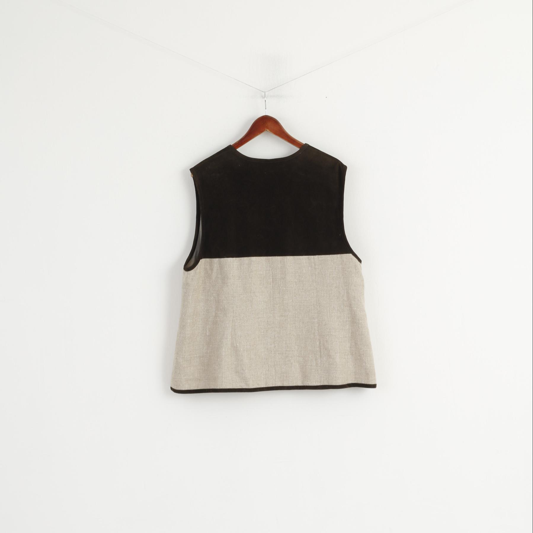 C&A Your Sixth Sense Women 22 48 Waistcoat Brown Linen Tyrol Trachten Vest