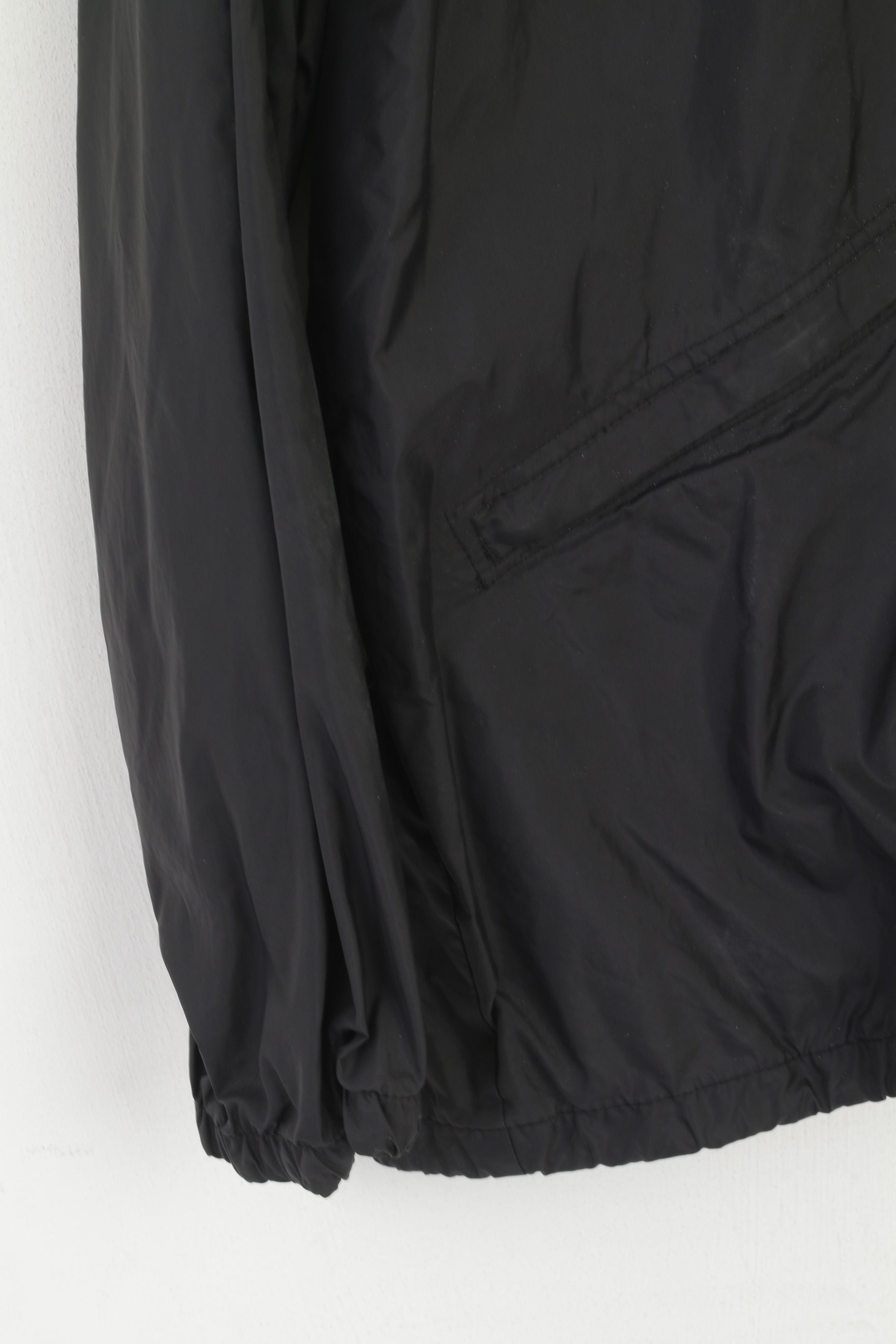 Uhlsport Hommes 54 L Veste Noir Vintage Nylon Étanche Capuche Cachée Sport Top
