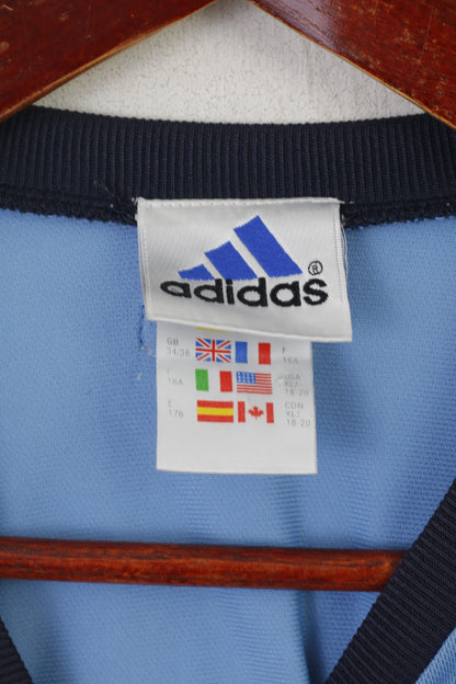 Maglia Adidas Youth 16 Age 176 Blu Climalite Sportswear Top da allenamento vintage