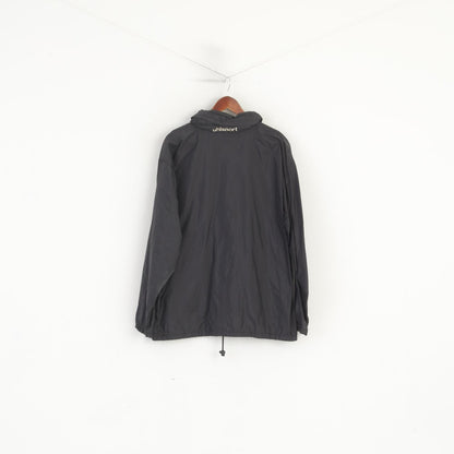 Uhlsport Men 54 L Jacket Black Vintage Nylon Waterproof Hidden Hood Sport Top