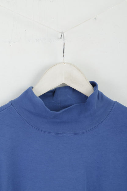 L.L.Bean Men M Shirt Blue Cotton  Trutleneck Plain Stretch Long Sleeve Top