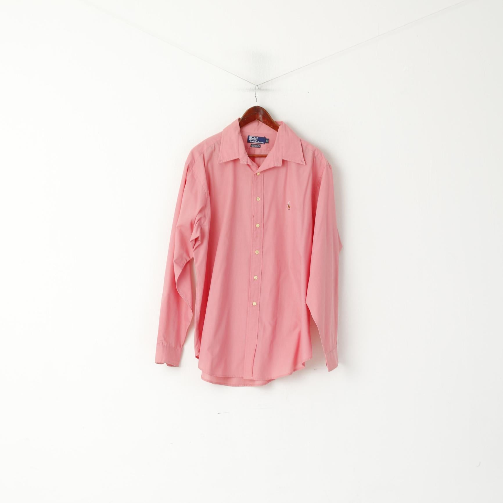Polo By Ralph Lauren Men 16.5 XL Casual Shirt Pink Cotton Yarmouth Long Sleeve Top