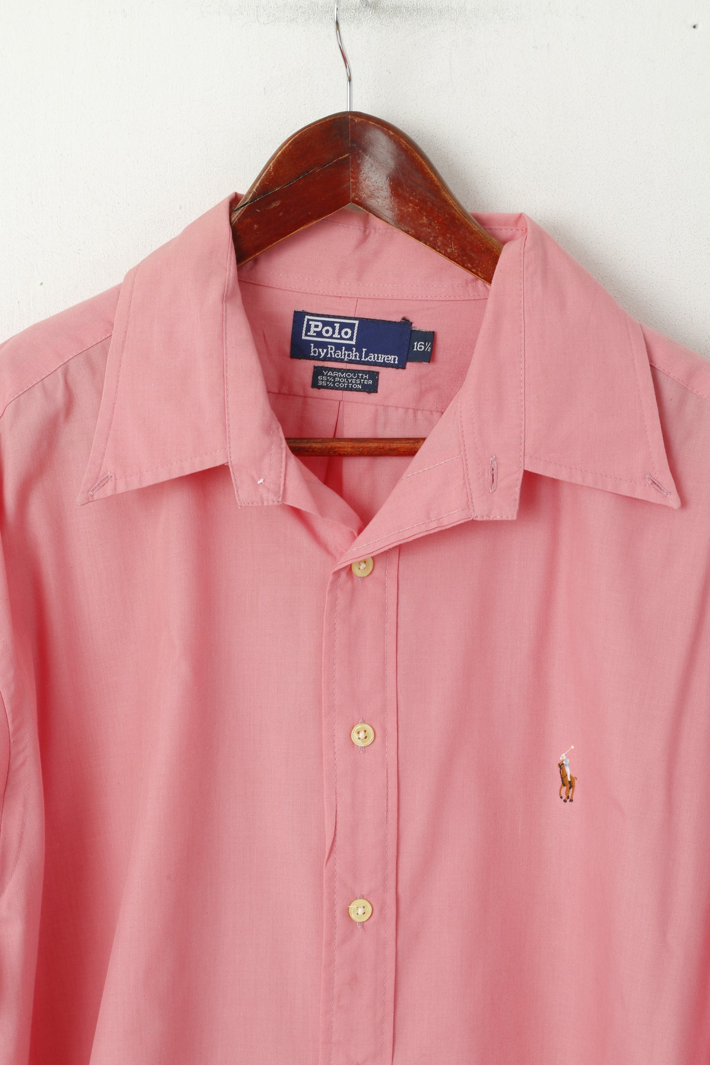 Polo By Ralph Lauren Men 16.5 XL Casual Shirt Pink Cotton Yarmouth Long Sleeve Top