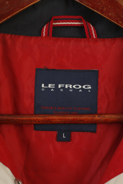Le Frog Casual Men L Jacket Red Lightweight Full Zip Design Classic Top