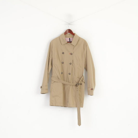 Peckott Cappotto da donna L Trench in cotone beige Top classico con cintura doppio petto