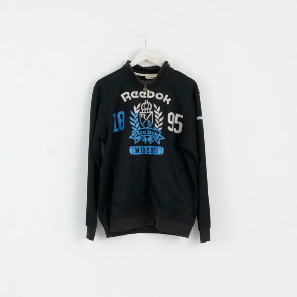 Felpa Reebok Classic da uomo M Felpa nera vintage lucida per abbigliamento sportivo