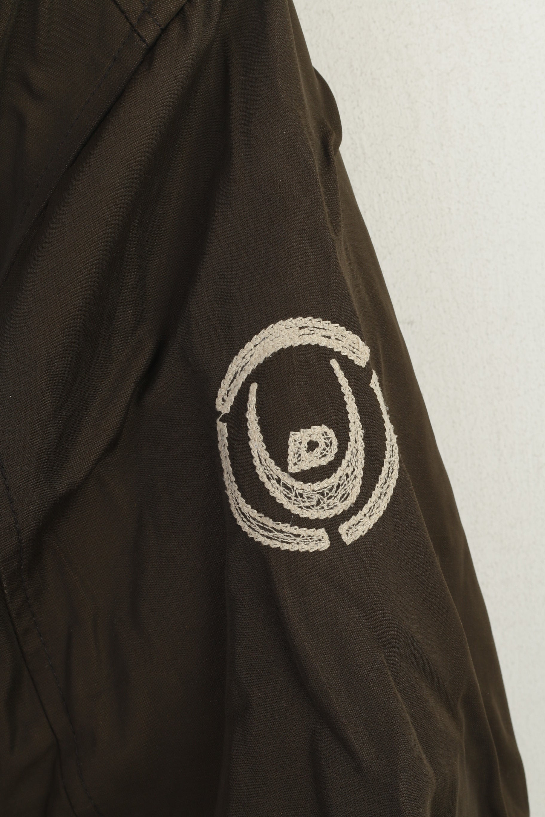 Giacca da uomo Duck And Cover M, cappuccio esterno marrone imbottito lucido con cerniera intera