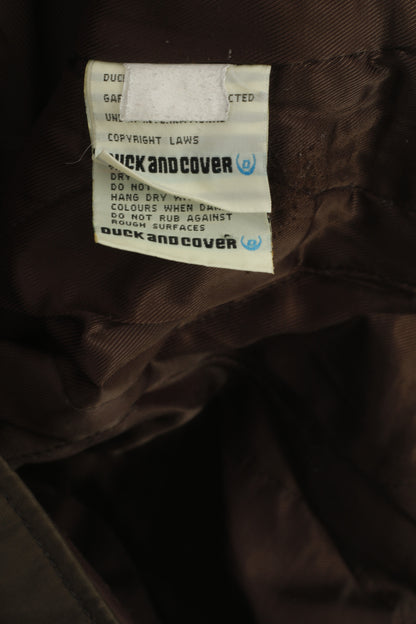 Duck And Cover Men M Jacket Brown Shiny Padded Full Zipper Outdoor Hood Top