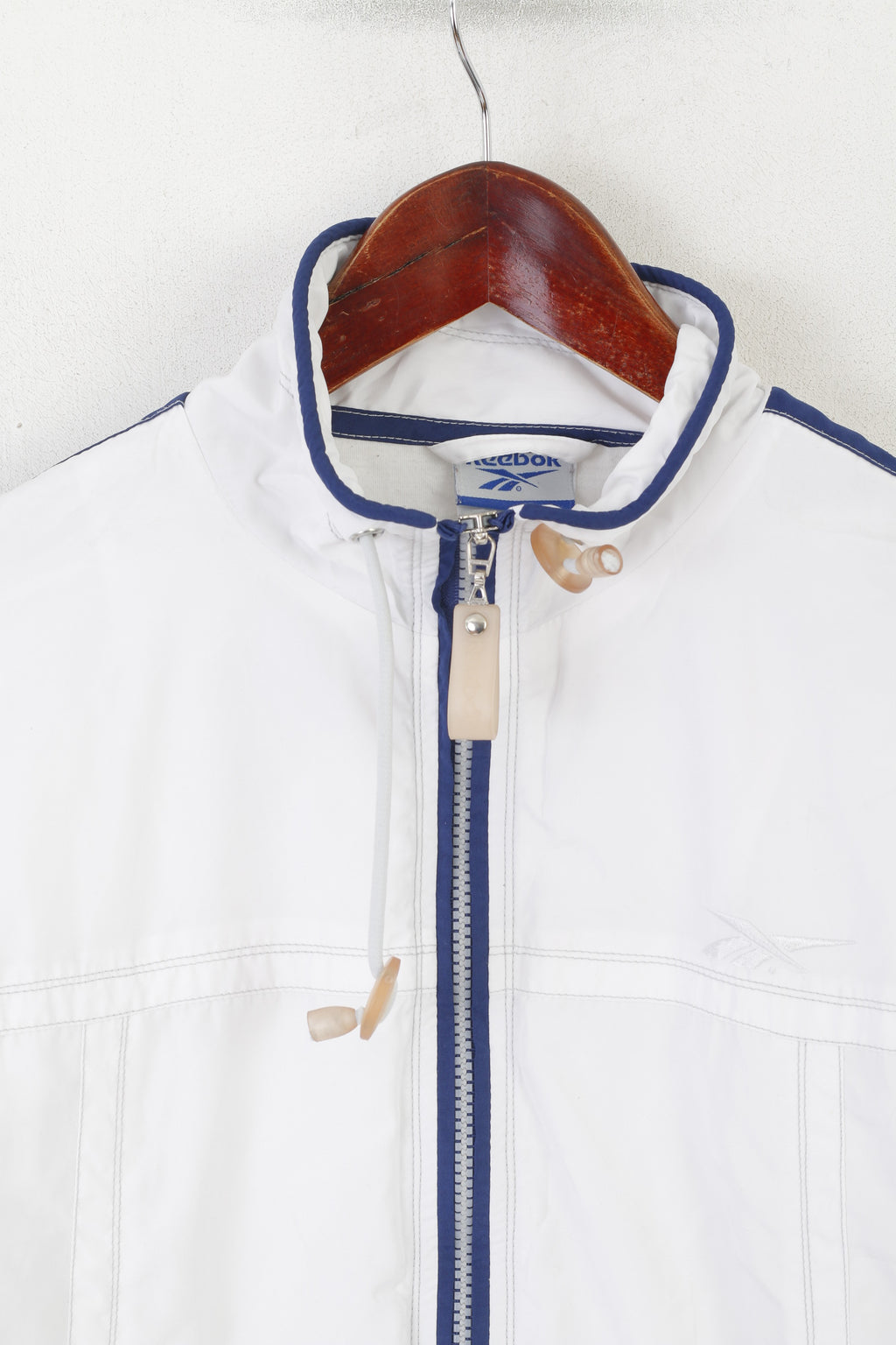 Reebok Women M 14 Jacket White Vintage Sportswear Full Zipper Sport Top