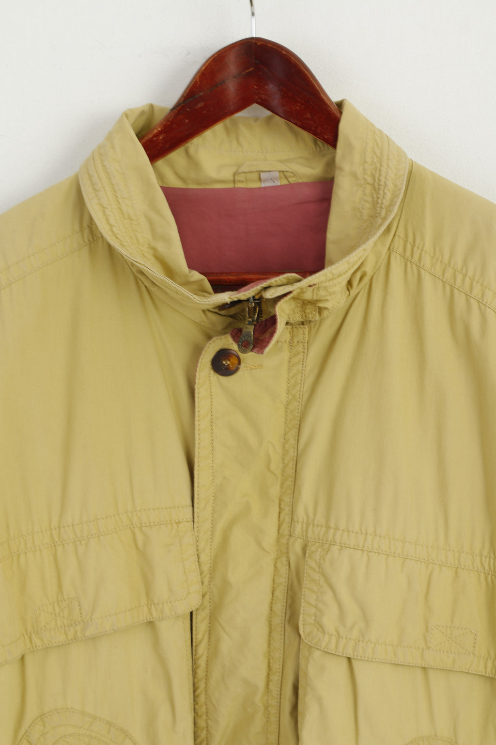Bicyle Liberty Travel Way Men M Jacket Mustard Bomber Full Zipper Removable Sleeve Cotton Pocket Vintage