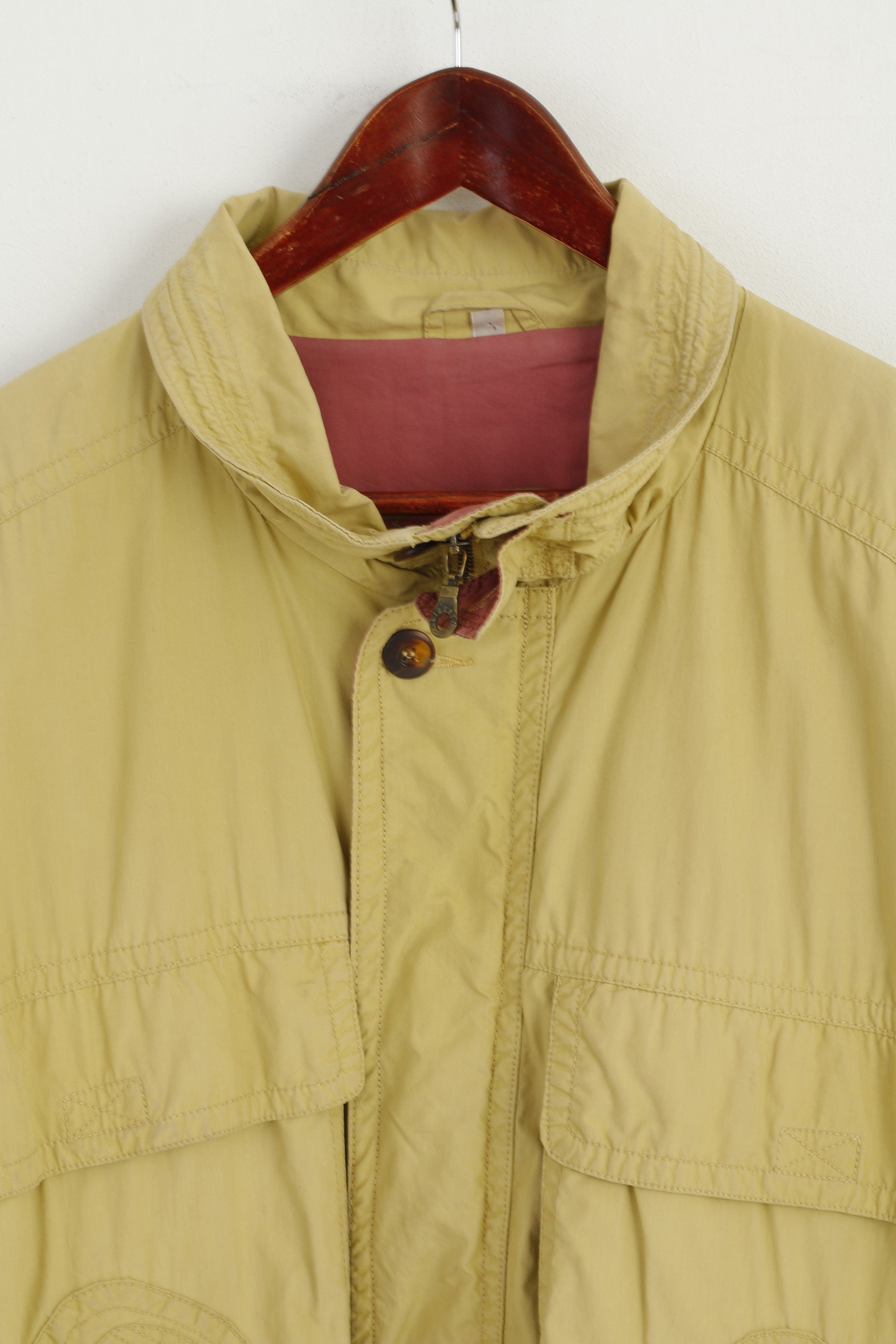 Bicyle Liberty Travel Way Men M Jacket Mustard Bomber Full Zipper Removable Sleeve Cotton Pocket Vintage