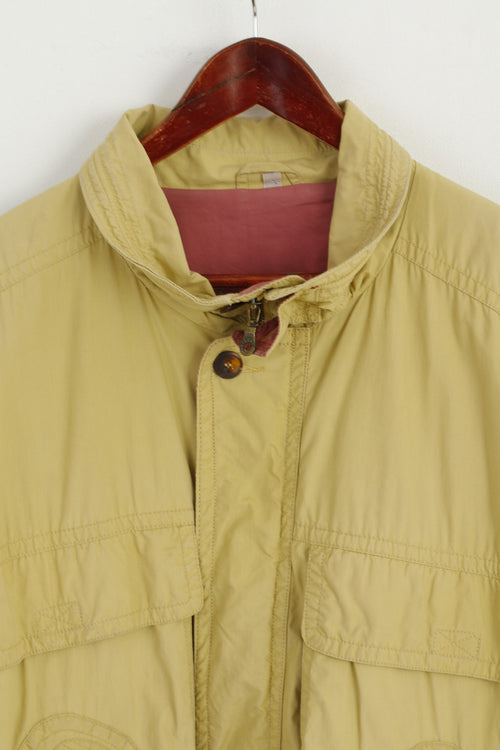 Bicyle Liberty Travel Way Men M Veste Moutarde Bomber Fermeture Éclair Complète Manches Amovibles Poche en Coton Vintage