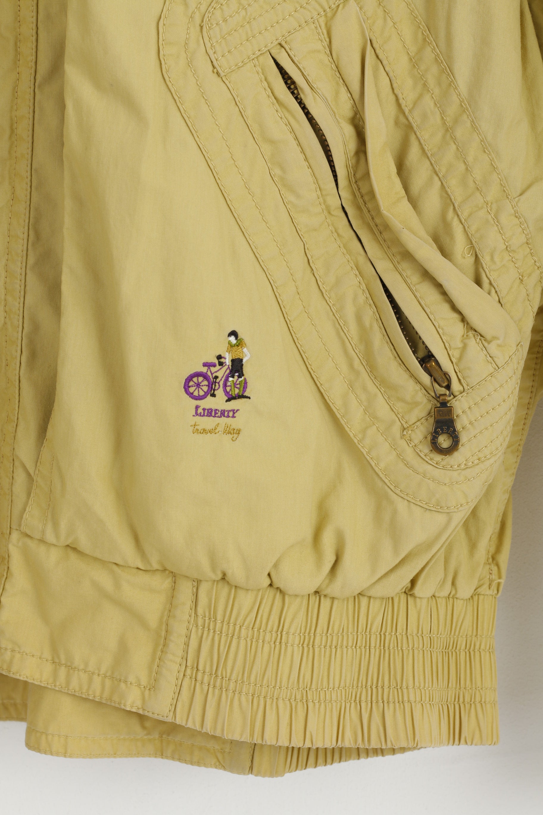 Bicyle Liberty Travel Way Men M Jacket Mustard Bomber Full Zipper Removable Sleeve Cotton Pocket Vintage