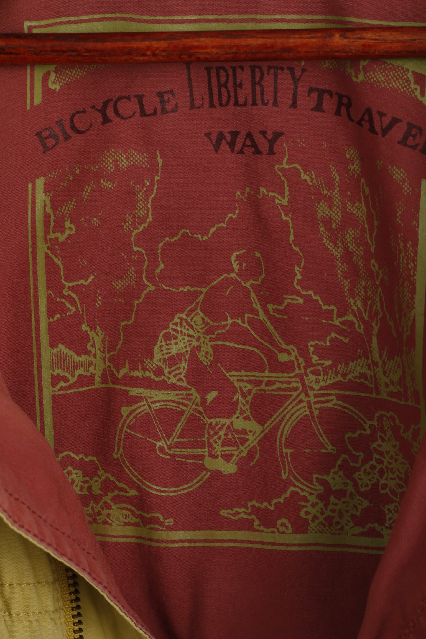 Bicyle Liberty Travel Way Uomo M Giacca Bomber senape Cerniera completa Manica rimovibile Tasca in cotone Vintage