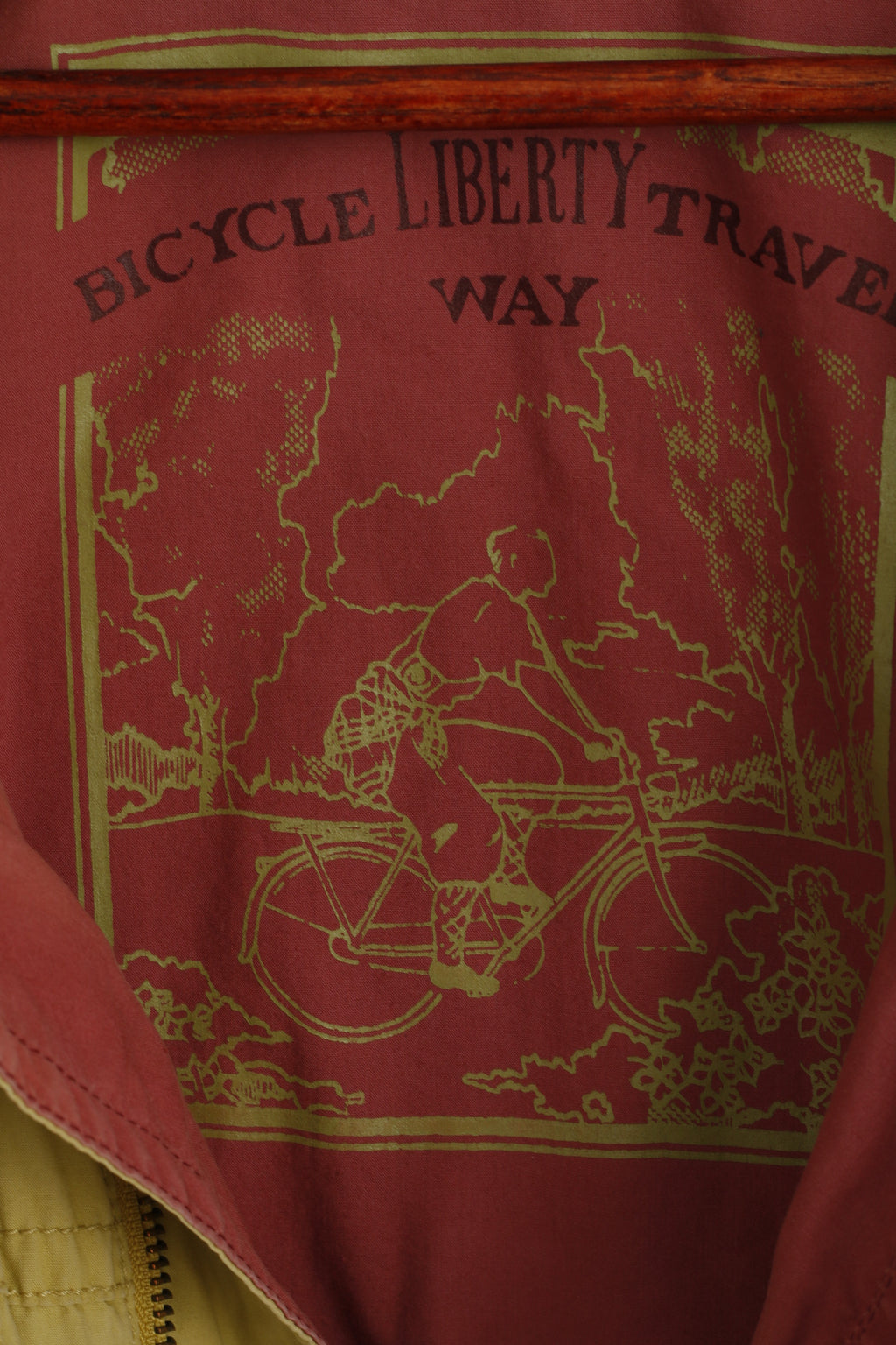 Bicyle Liberty Travel Way Men M Jacket Mustard Bomber Full Zipper Removable Sleeve Cotton Pocket Vintage