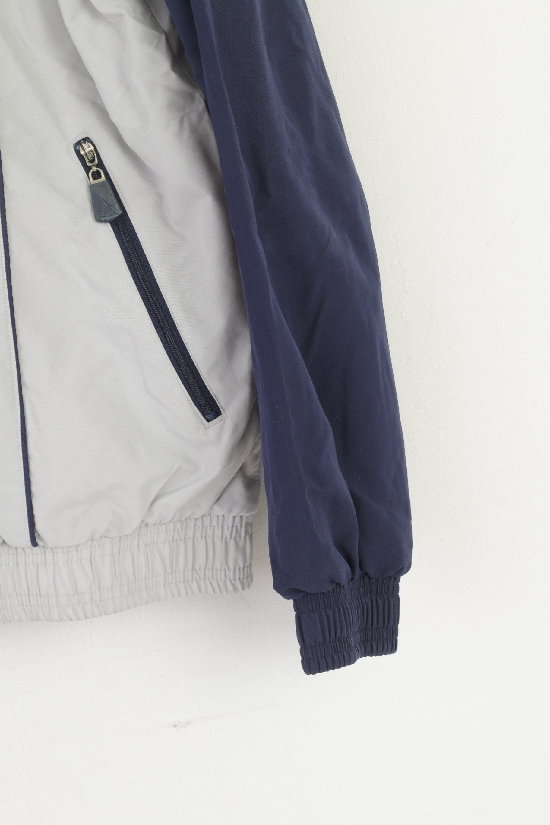 Le Coq Sportif Men L Jacket Grey Vintage Sportswear Zip Up Lightweight Training Top