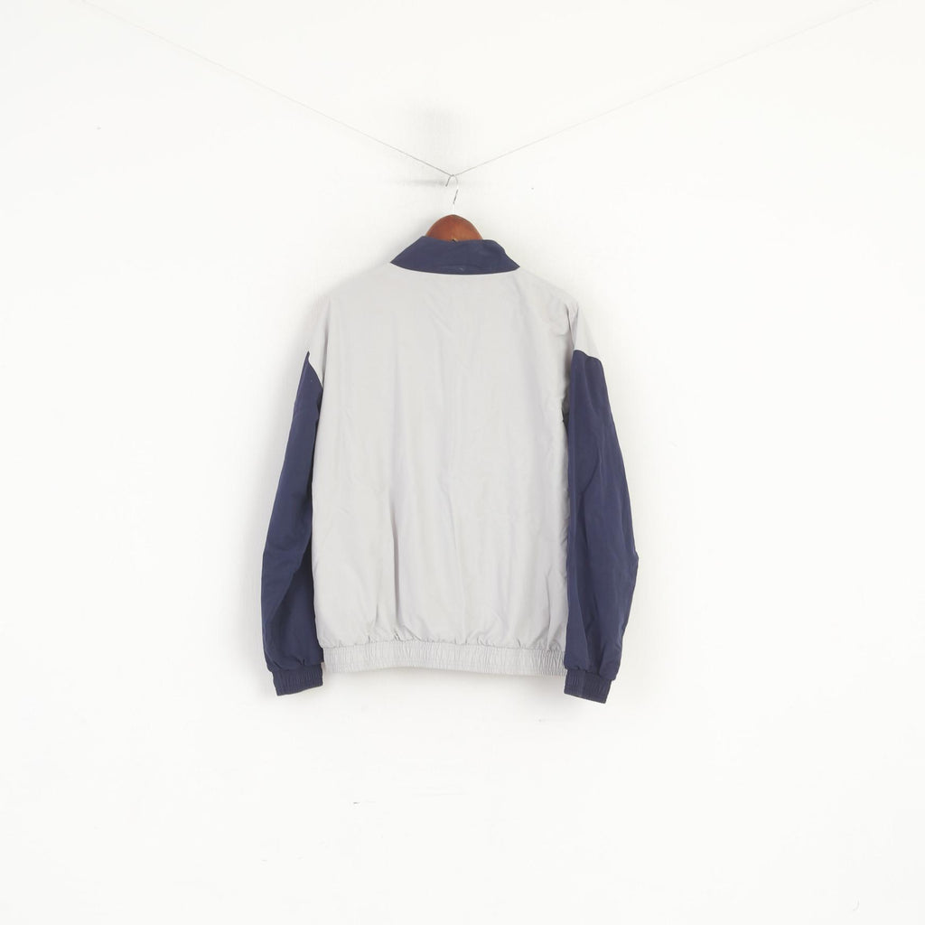 Le Coq Sportif Men L Jacket Grey Vintage Sportswear Zip Up Lightweight Training Top