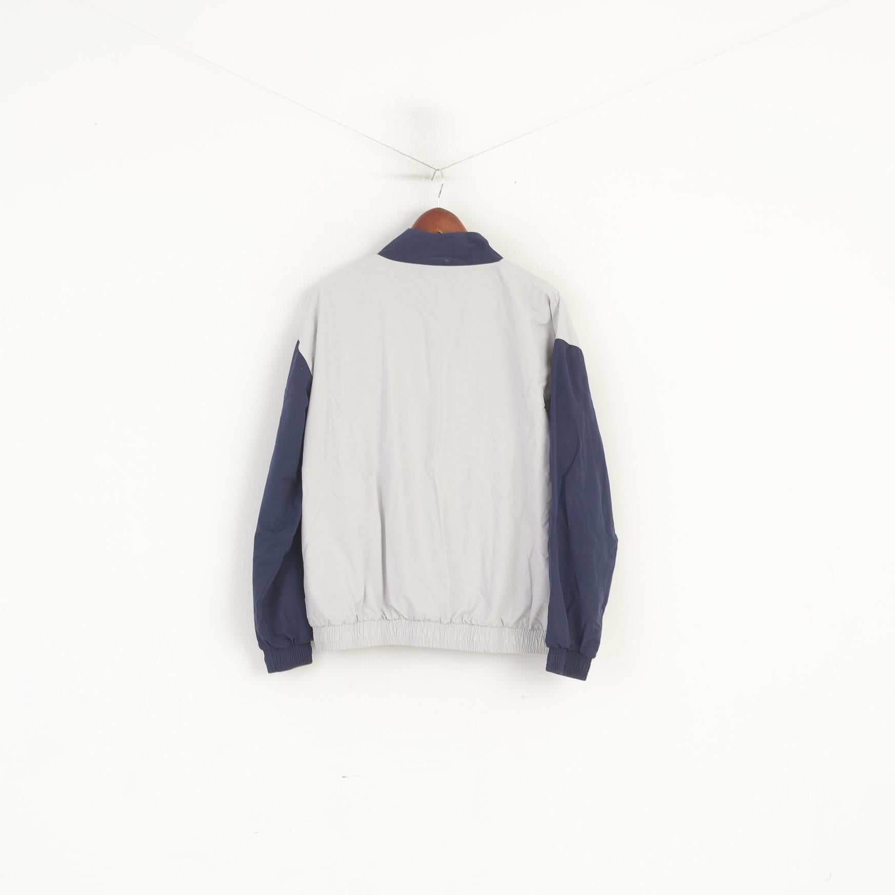 Le Coq Sportif Men L Jacket Grey Vintage Sportswear Zip Up Lightweight Training Top