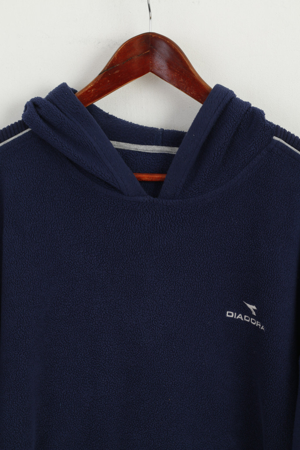 Diadora Men XL Fleece Top Navy Sport Hooded Pullover Kangaroo Pocket Sweatshirt
