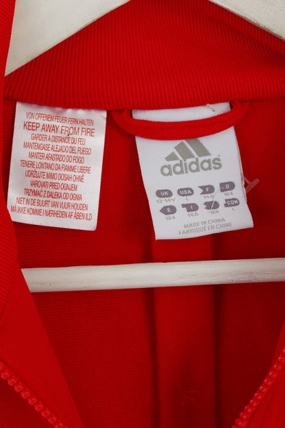 Adidas Garçons 13 - 14 Âge 164 Sweat Rouge Brillant Zip Up Activewear Top