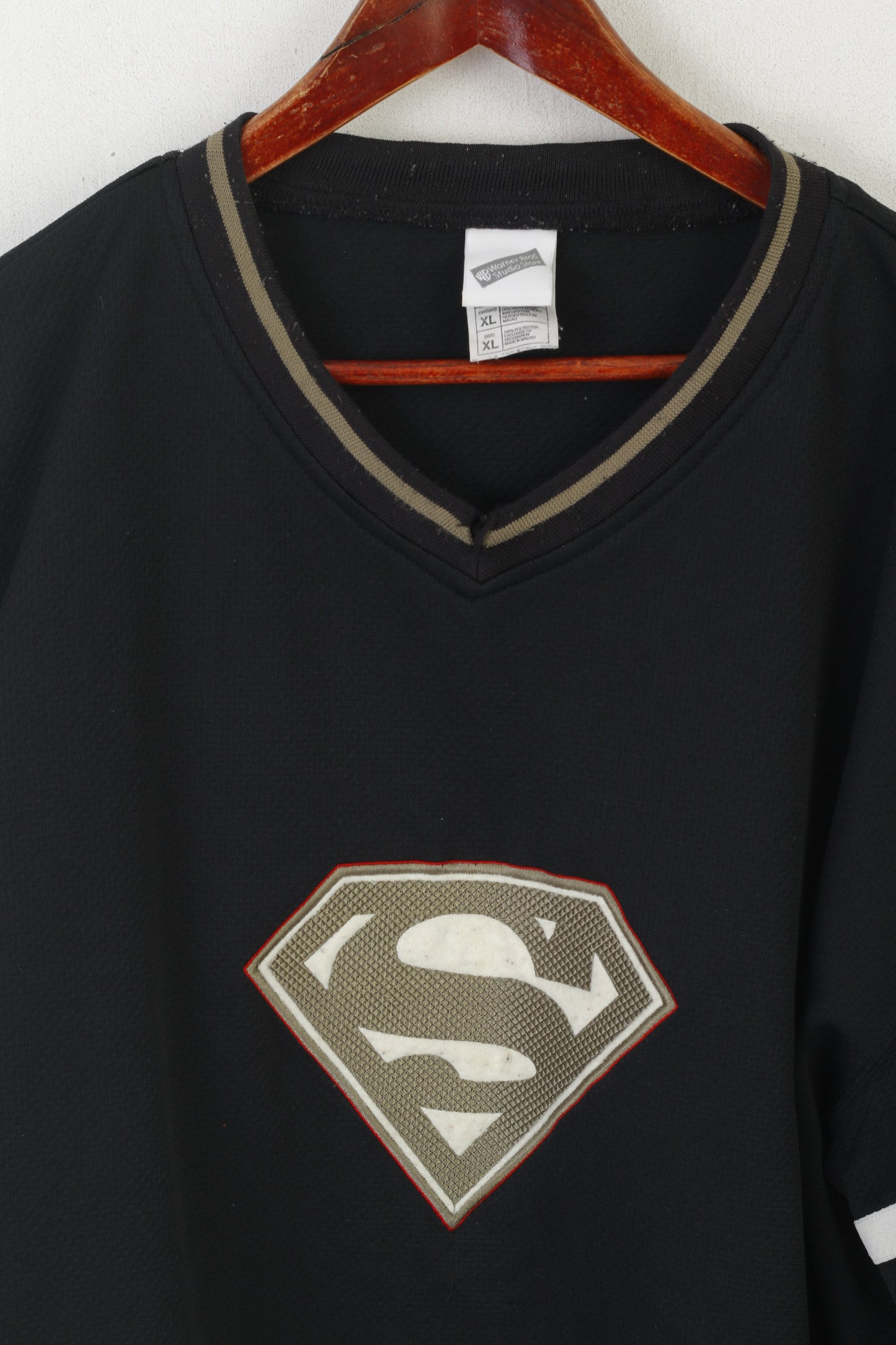 DC Comics Warner Bros Studio Store Men XL Shirt Black Superman Vintage Long Sleeve Top