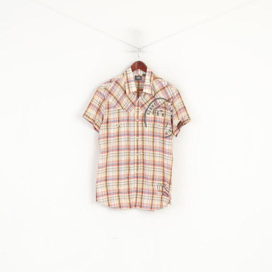 G-Star Raw Men XL (L) Casual Shirt Multicolour Check Cotton Snap Pocket Slim Fit Top