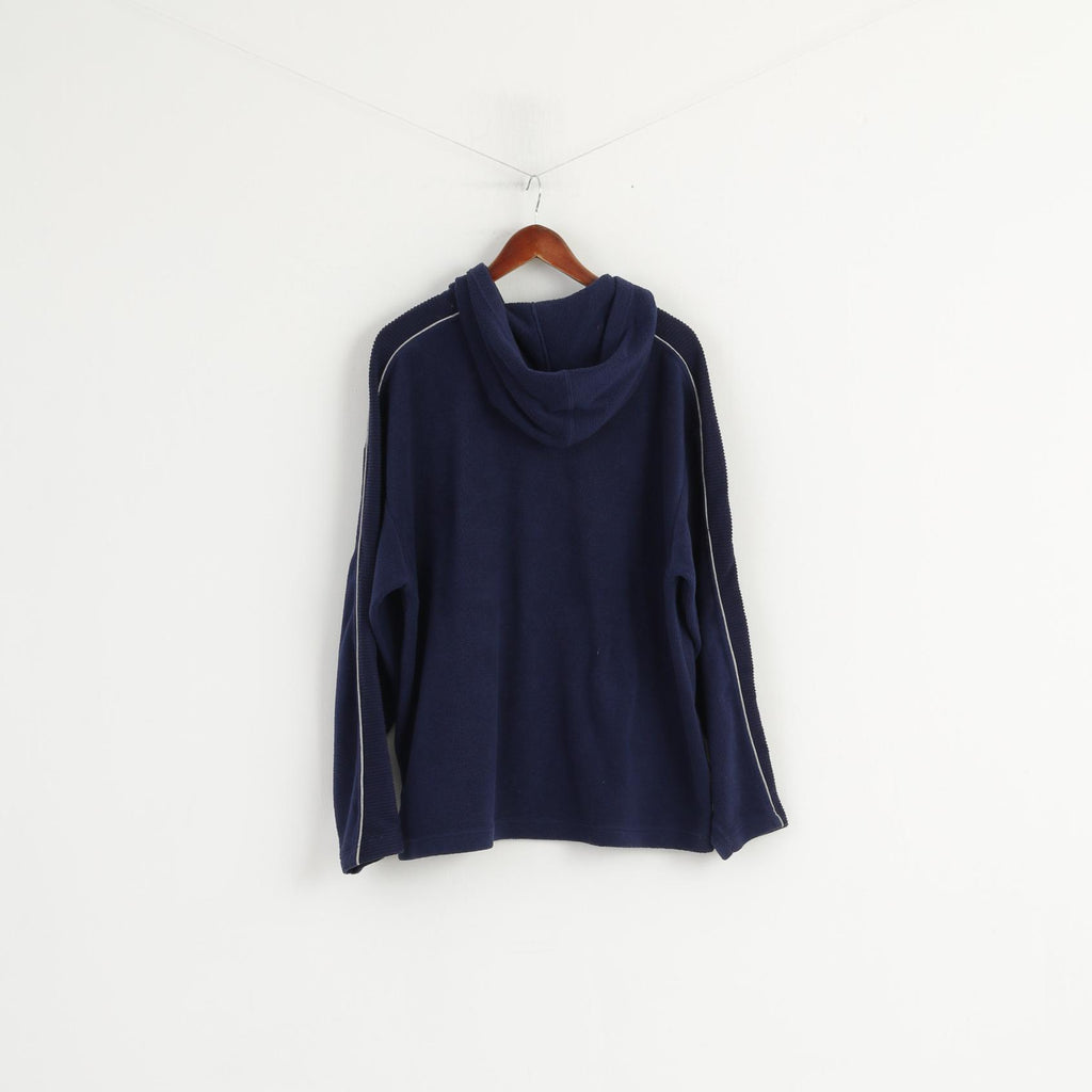 Diadora Men XL Fleece Top Navy Sport Hooded Pullover Kangaroo Pocket Sweatshirt