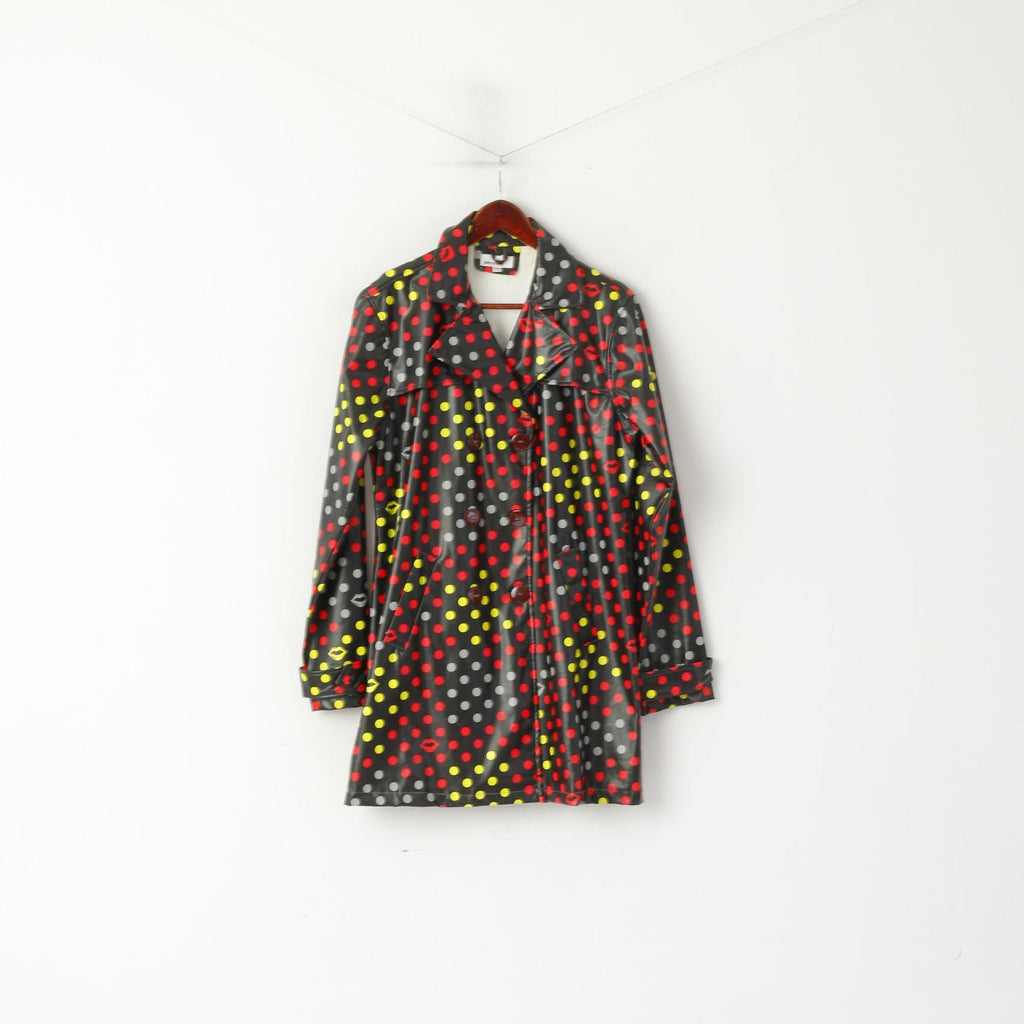 Jsfn active femmes 42/44 L veste noir brillant Pop Art Double boutonnage points lèvres haut