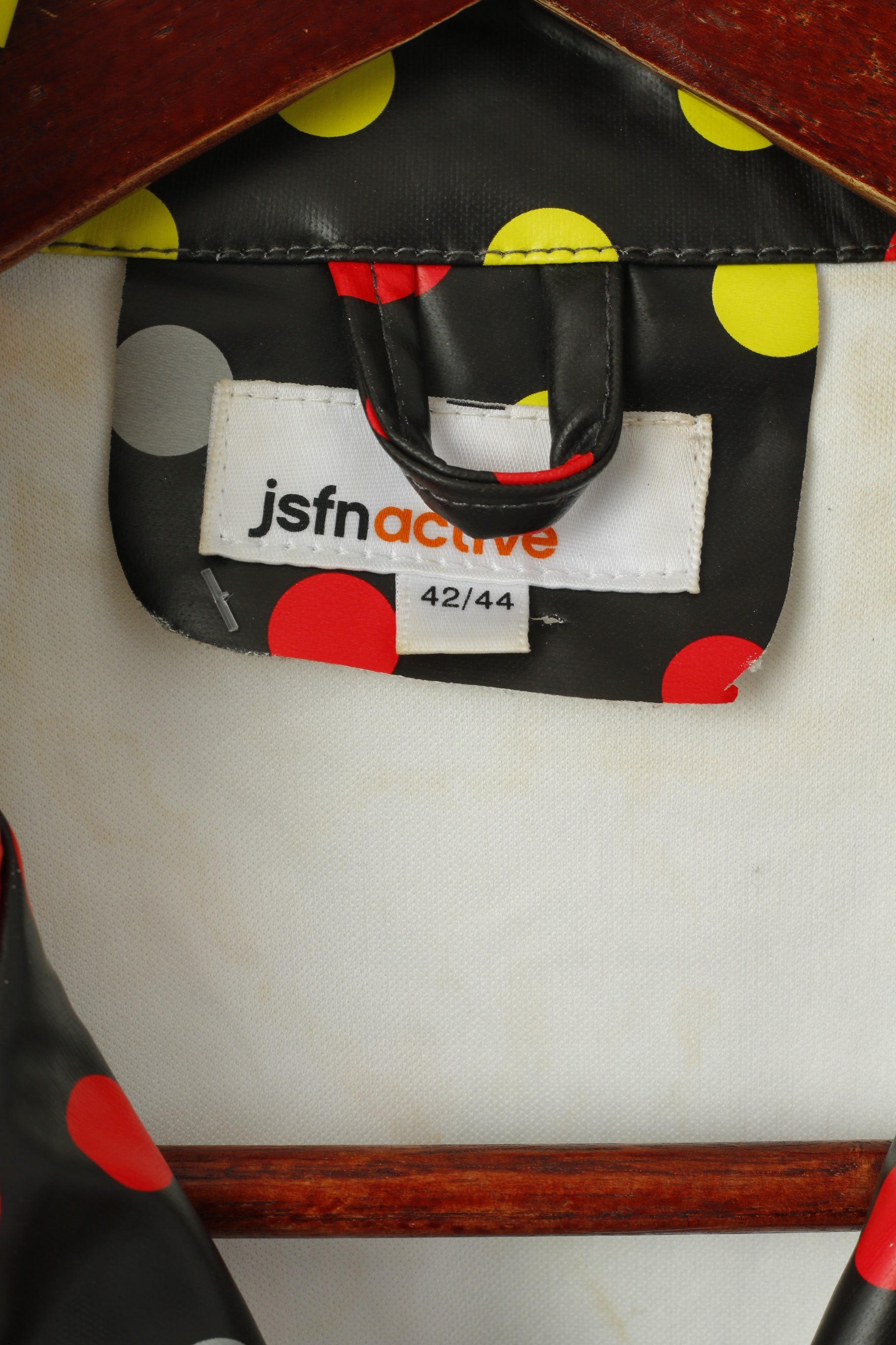 Jsfn active femmes 42/44 L veste noir brillant Pop Art Double boutonnage points lèvres haut