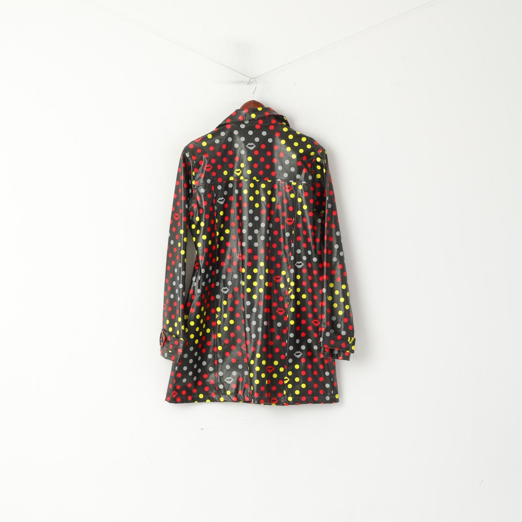 Jsfn active femmes 42/44 L veste noir brillant Pop Art Double boutonnage points lèvres haut