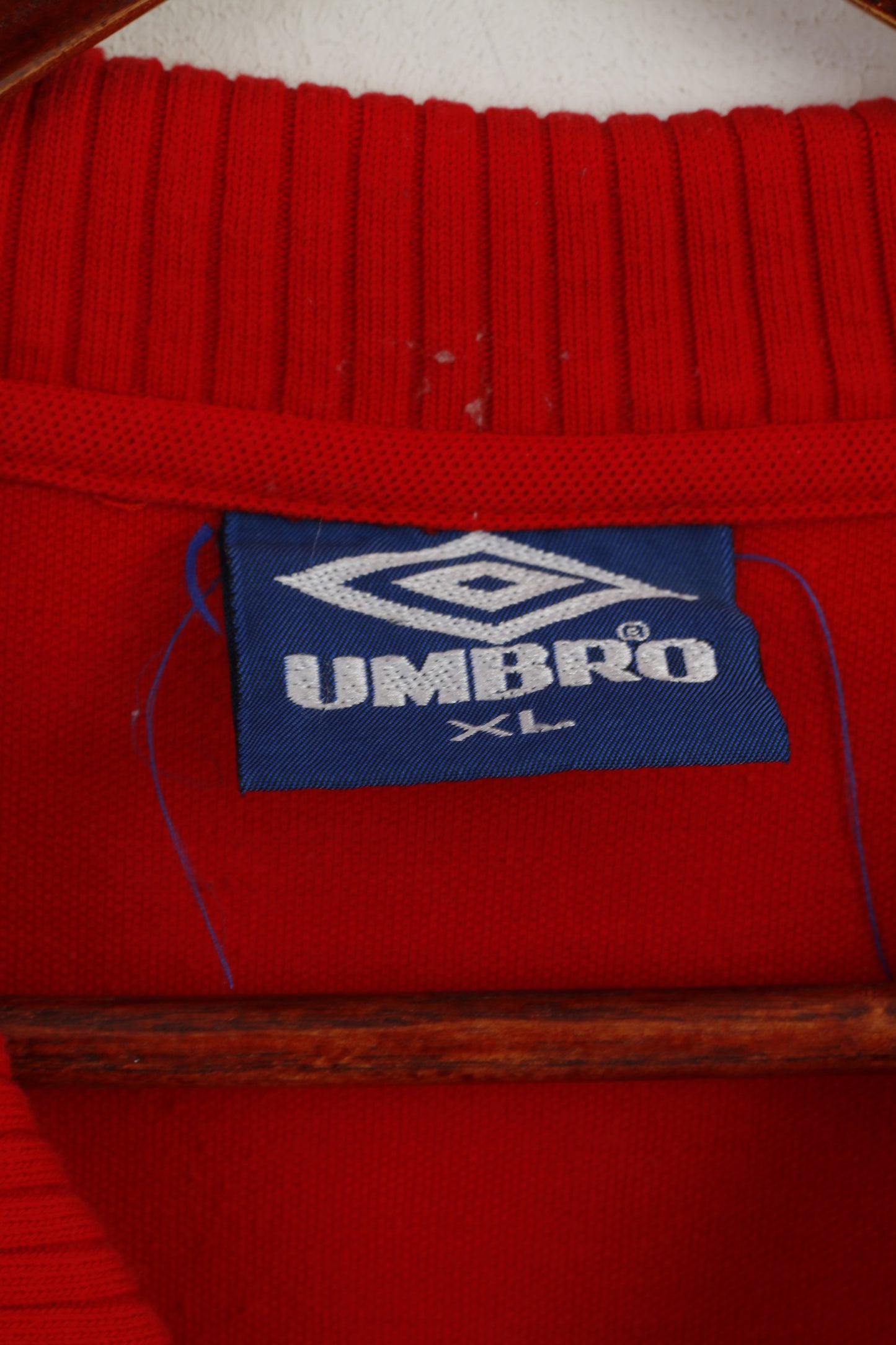 Umbro Men XL (L) Polo Shirt Red Cotton Pro Training Short Sleeve Classic Top