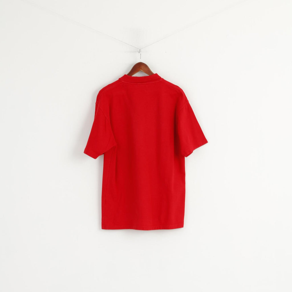 Umbro Men XL (L) Polo Shirt Red Cotton Pro Training Short Sleeve Classic Top