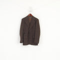 Vintage Men S Blazer Brown Check Terylene Wool Blend Single Breasted Jacket