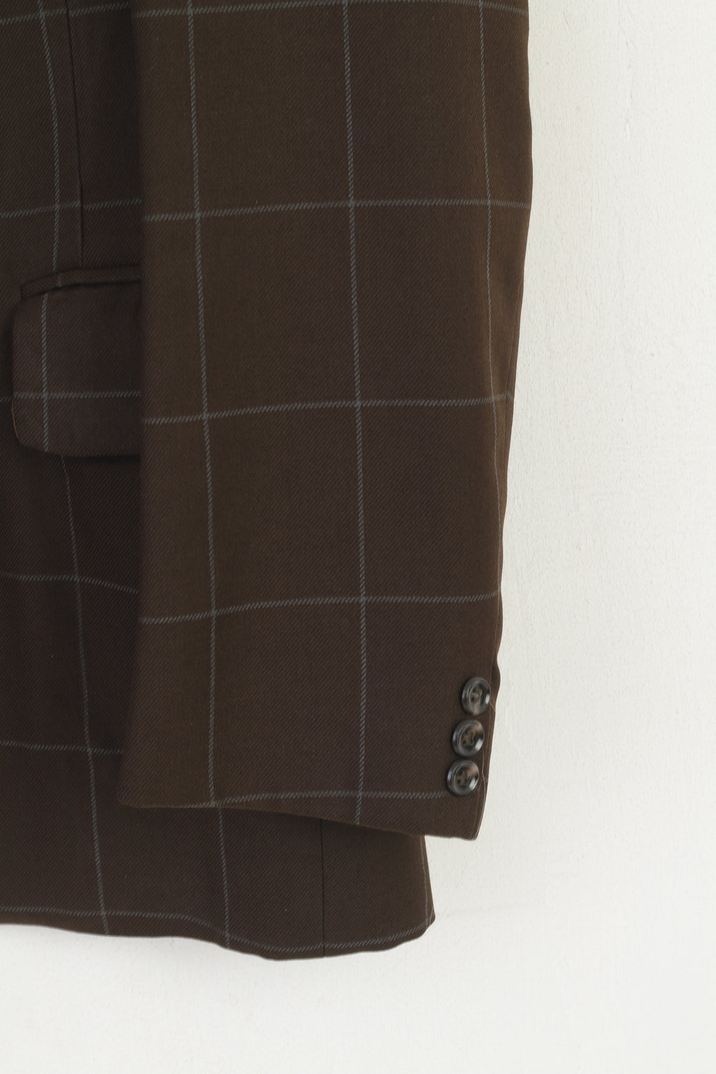 Blazer Vintage pour hommes à carreaux marron, mélange de laine térylène, veste simple boutonnage