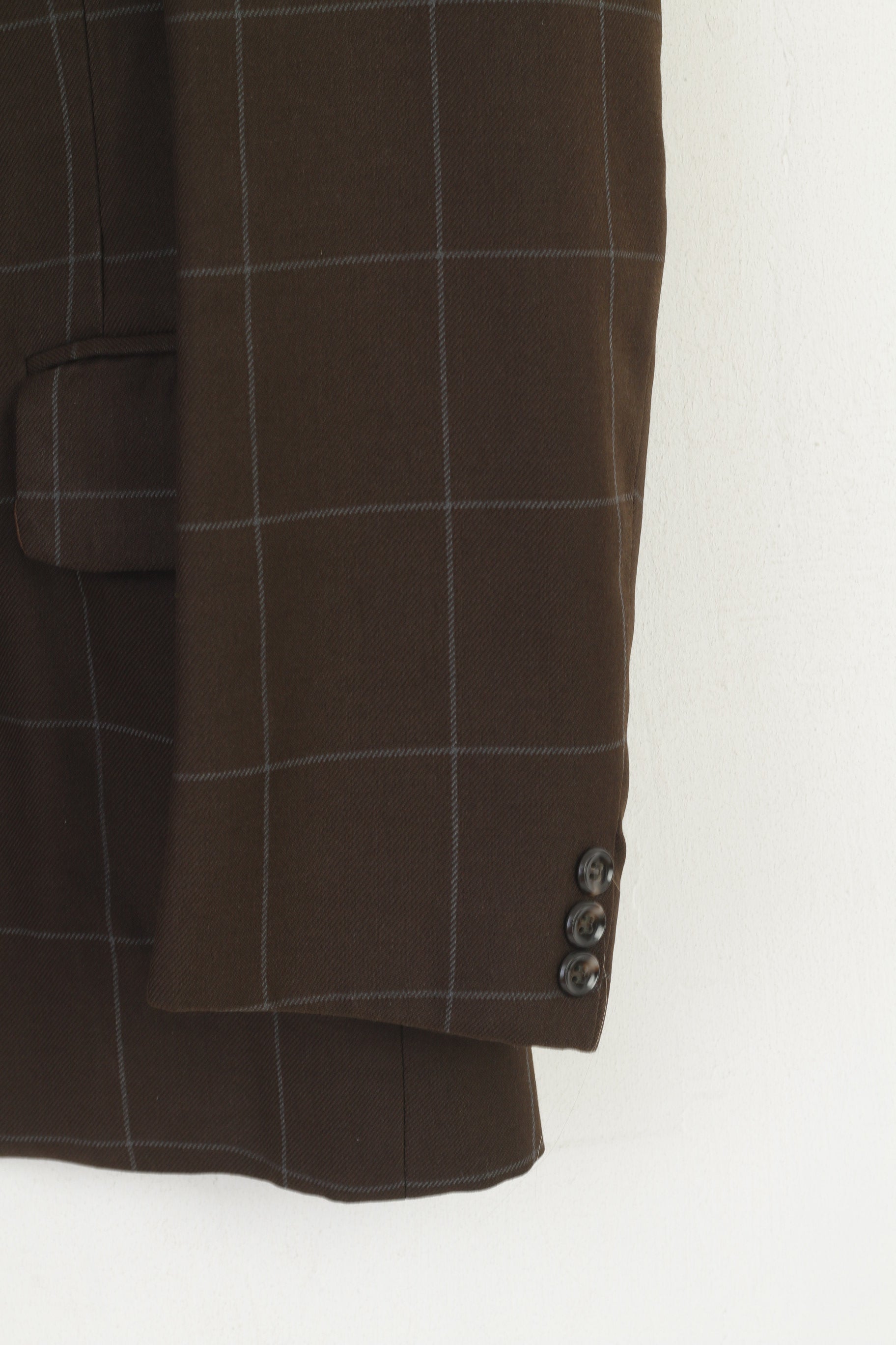 Blazer Vintage pour hommes à carreaux marron, mélange de laine térylène, veste simple boutonnage