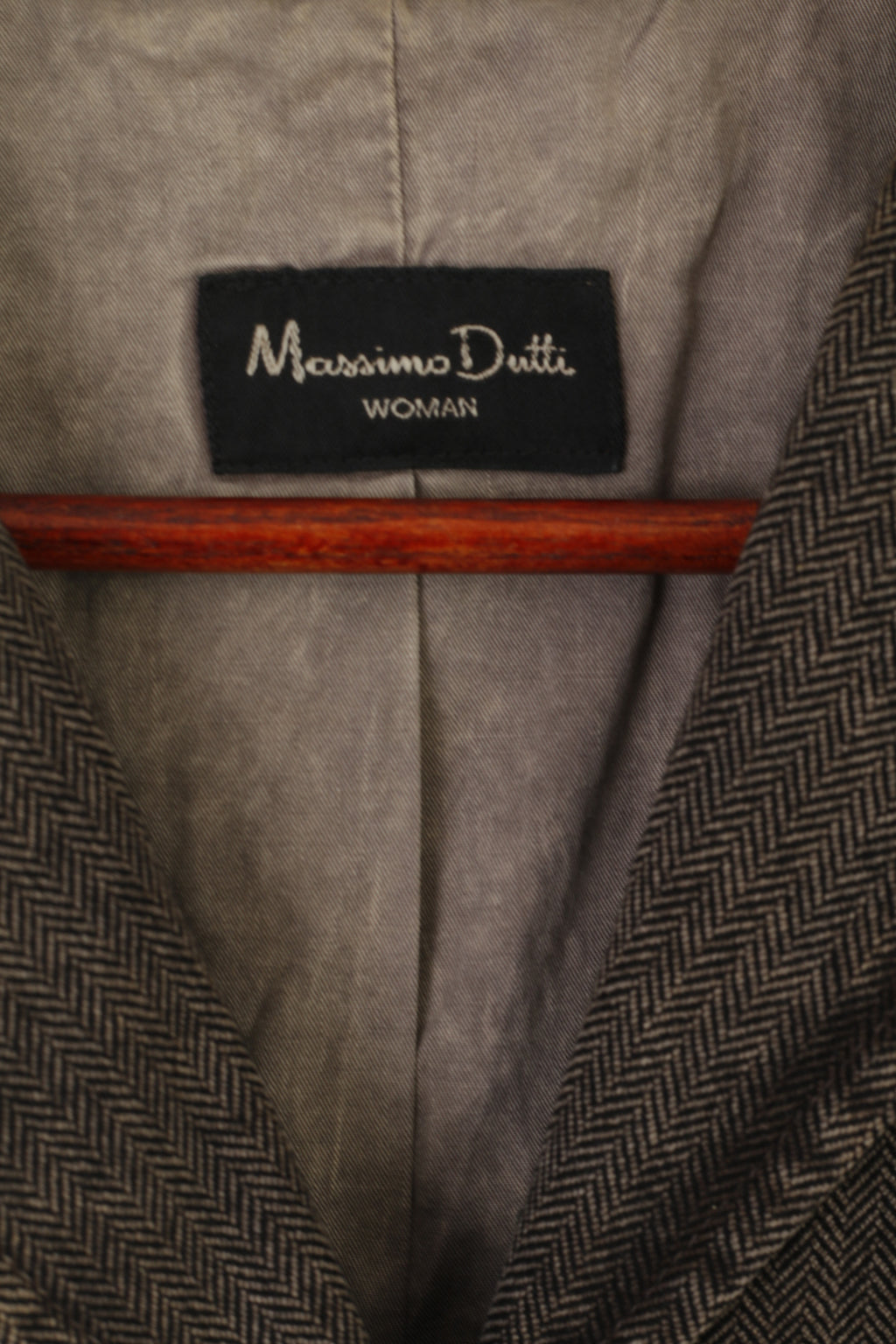 Massimo Dutti Women 40 S Blazer Brown Herringbone Vintage Cotton Cropped Jacket