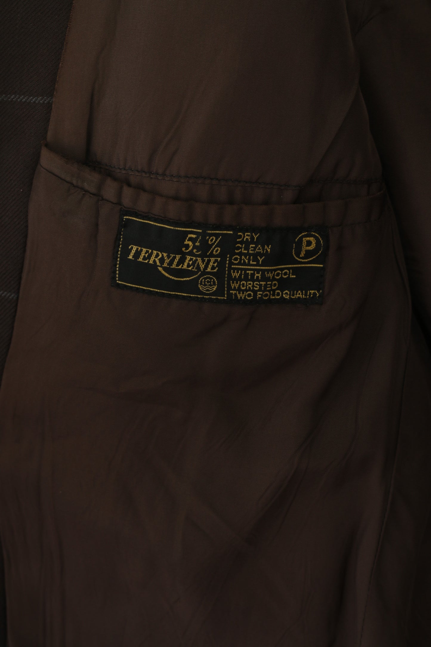 Vintage Men S Blazer Brown Check Terylene Wool Blend Single Breasted Jacket