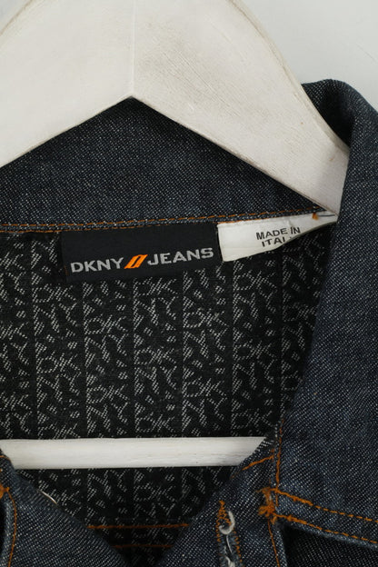 DKNY Jeans Femme M Veste Bleu Marine Denim Coton Classique Jean Top